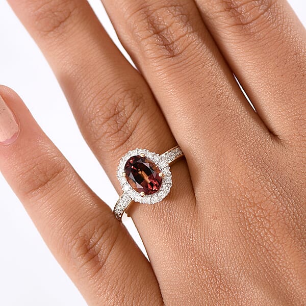 Shop Lc Certified & Appraised AAA Byzantine Tourmaline And G-H SI Luxuriant Lab Grown Diamond 2.75 Ctw Ring In 10K Yellow Gold