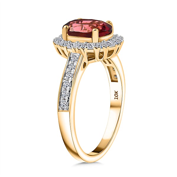 Shop Lc Certified & Appraised AAA Byzantine Tourmaline And G-H SI Luxuriant Lab Grown Diamond 2.75 Ctw Ring In 10K Yellow Gold