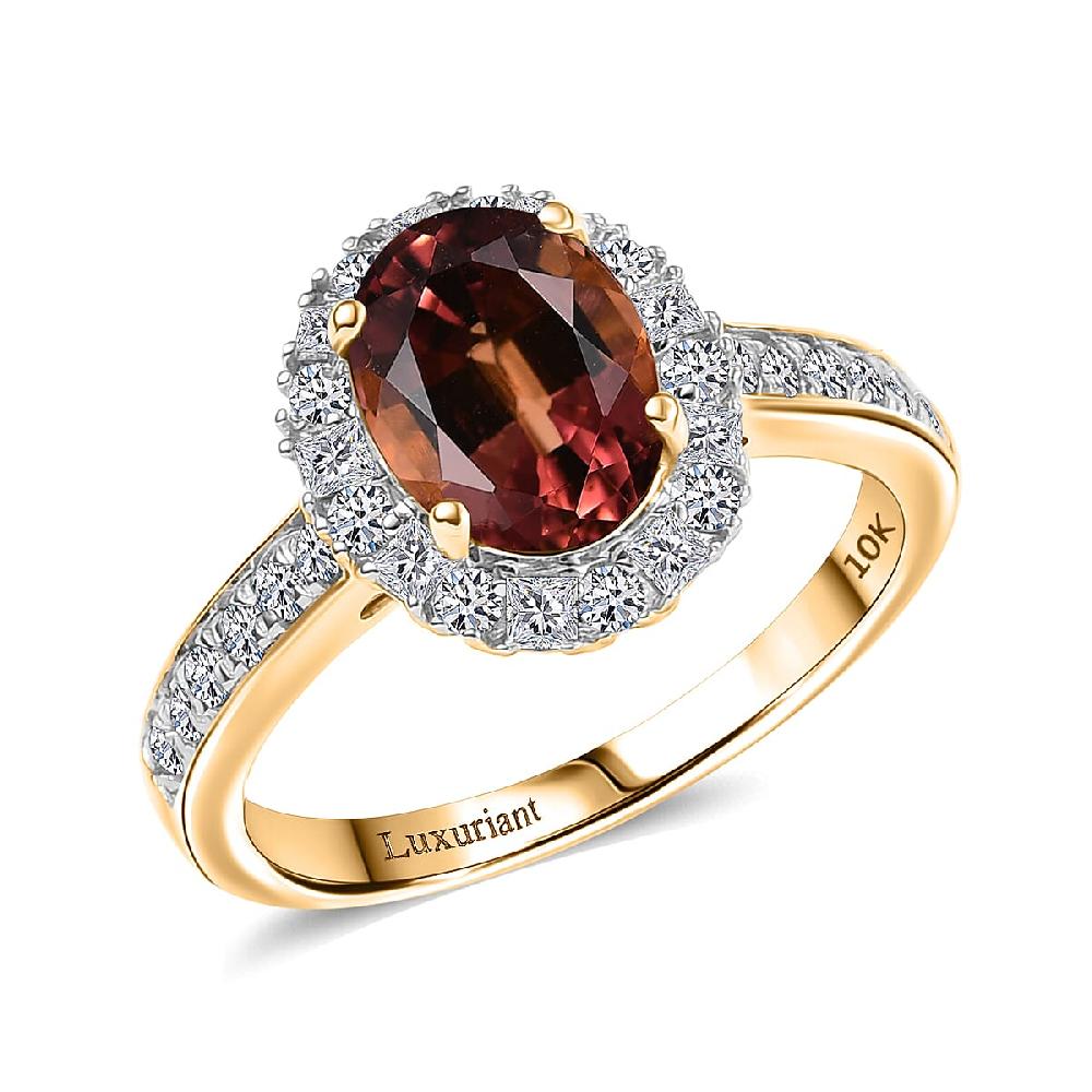 shop lc Certified & Appraised AAA Byzantine Tourmaline and G-H SI Luxuriant Lab Grown Diamond 2.75 ctw Ring in 10K Yellow Gold