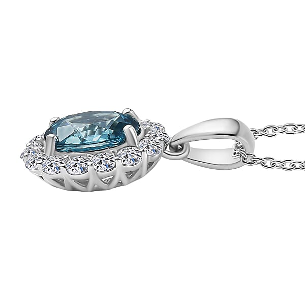 Shop Lc Certified & Appraised AAA Cambodian Blue Zircon And Luxuriant Lab Grown Diamond G-H SI 2.92 Ctw Pendant Necklace 20 Inches