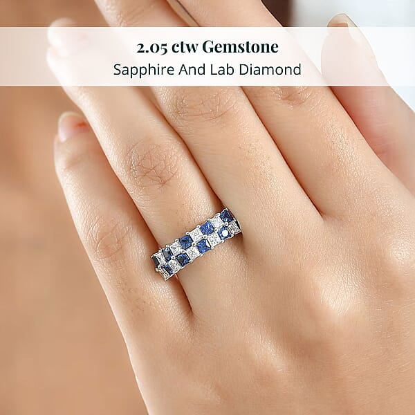 Shop Lc Certified & Appraised AAA Ceylon Sapphire And Luxuriant Diamond G-H SI 2.05 Ctw Ring In 10K White Gold