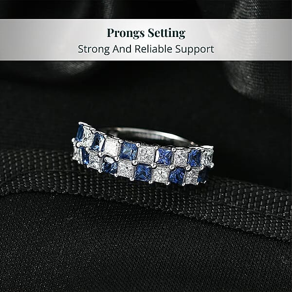 Shop Lc Certified & Appraised AAA Ceylon Sapphire And Luxuriant Diamond G-H SI 2.05 Ctw Ring In 10K White Gold
