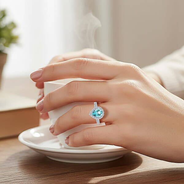 Shop Lc Certified & Appraised AAA Espirito Aquamarine And Luxuriant Lab Grown Diamond G-H SI 2.60 Ctw Ring In 10K White Gold