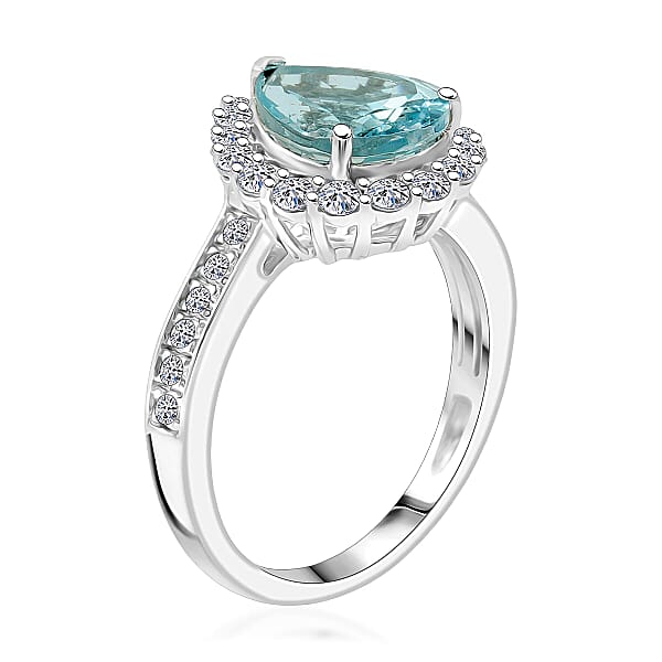 Shop Lc Certified & Appraised AAA Espirito Aquamarine And Luxuriant Lab Grown Diamond G-H SI 2.60 Ctw Ring In 10K White Gold