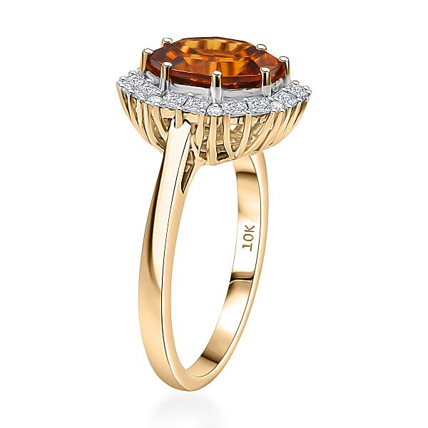 Shop Lc Certified & Appraised AAA Golden Turkizite And Luxuriant Lab Grown Diamond G-H SI 4.15 Ctw Ring In 10K Yellow Gold