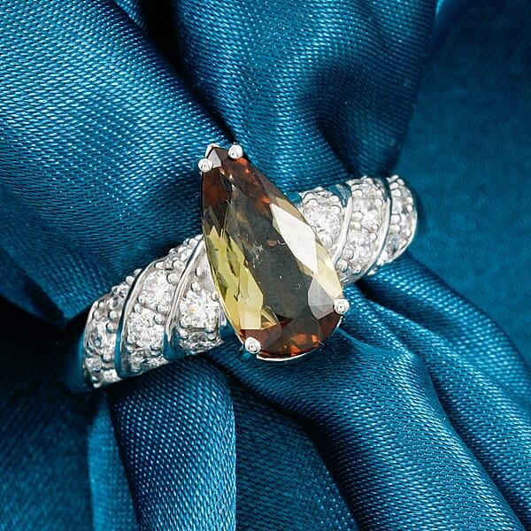 Shop Lc Certified & Appraised AAA Jenipapo Andalusite And Luxuriant Lab Grown Diamond VS 2.60 Ctw Ring In 10K White Gold