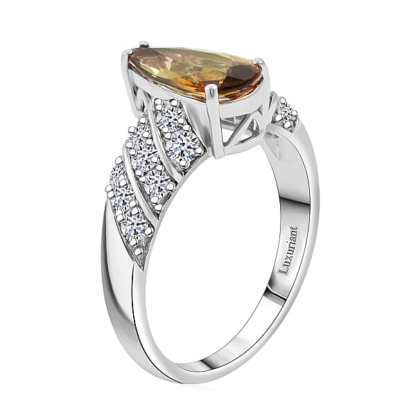 Shop Lc Certified & Appraised AAA Jenipapo Andalusite And Luxuriant Lab Grown Diamond VS 2.60 Ctw Ring In 10K White Gold