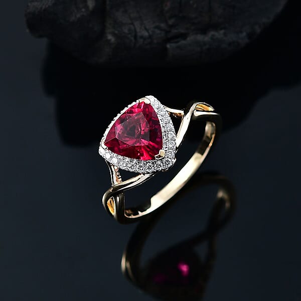 Shop Lc Certified & Appraised AAA Luxuriant Bixbite (LG) 10.0) And E-F VS Lab Grown Diamond 2.28 Ctw Ring In 10K Yellow Gold