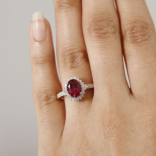 Shop Lc Certified & Appraised AAA Luxuriant Bixbite (LG) And E-F VS Lab Grown Diamond 2.15 Ctw Ring In 10K Yellow Gold