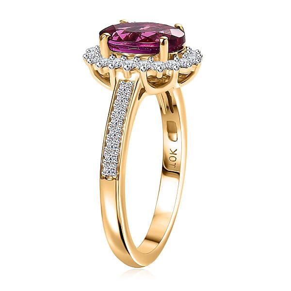 Shop Lc Certified & Appraised AAA Luxuriant Bixbite (LG) And E-F VS Lab Grown Diamond 2.15 Ctw Ring In 10K Yellow Gold