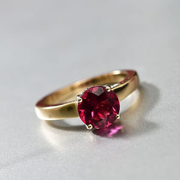 Shop Lc Certified & Appraised AAA Luxuriant Bixbite (LG) And E-F VS Lab Grown Diamond 2.10 Ctw Ring In 10K Yellow Gold