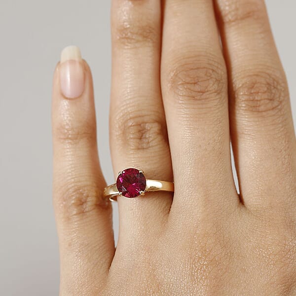 Shop Lc Certified & Appraised AAA Luxuriant Bixbite (LG) And E-F VS Lab Grown Diamond 2.10 Ctw Ring In 10K Yellow Gold