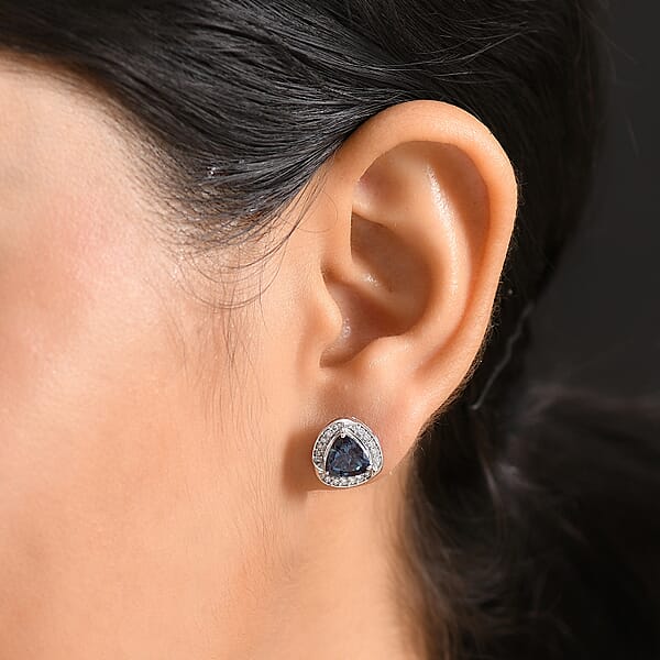 Shop Lc Certified & Appraised AAA Luxuriant Lab Grown Alexandrite And G-H SI Lab Grown Diamond 3.20 Ctw Earrings In 10K White Gold