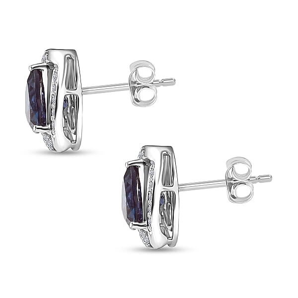 Shop Lc Certified & Appraised AAA Luxuriant Lab Grown Alexandrite And G-H SI Lab Grown Diamond 3.20 Ctw Earrings In 10K White Gold