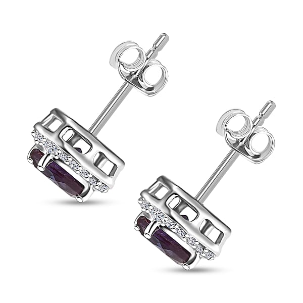 Shop Lc Certified & Appraised AAA Luxuriant Lab Grown Alexandrite And G-H SI Lab Grown Diamond 2.90 Ctw Stud Earrings In 10K White Gold