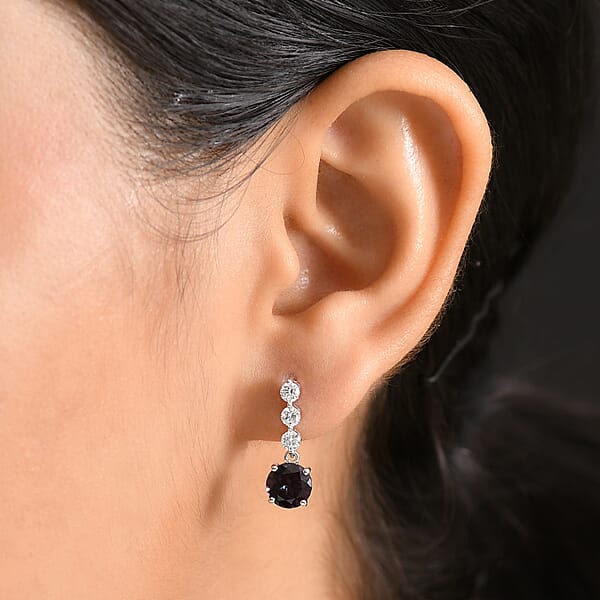Shop Lc Certified & Appraised AAA Luxuriant Lab Grown Alexandrite And G-H SI Lab Grown Diamond 3.93 Ctw Earrings In 10K White Gold