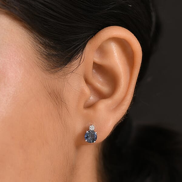 Shop Lc Certified & Appraised AAA Luxuriant Lab Grown Alexandrite And G-H SI Lab Grown Diamond 2.68 Ctw Earrings In 10K White Gold
