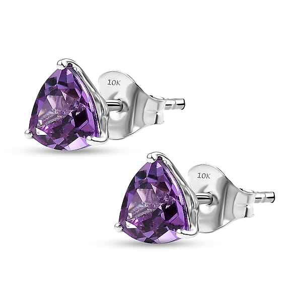 Shop Lc Certified & Appraised AAA Luxuriant Lab Grown Purple Sapphire 3.35 Ctw Solitaire Stud Earrings In 10K White Gold