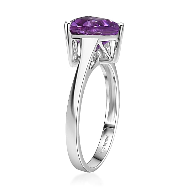 Shop Lc Certified & Appraised AAA Luxuriant Lab Grown Purple Sapphire 3.90 Ctw Solitaire Ring In 10K White Gold