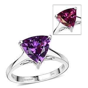 shop lc Certified & Appraised AAA Luxuriant Lab Grown Purple Sapphire 3.90 ctw Solitaire Ring in 10K White Gold