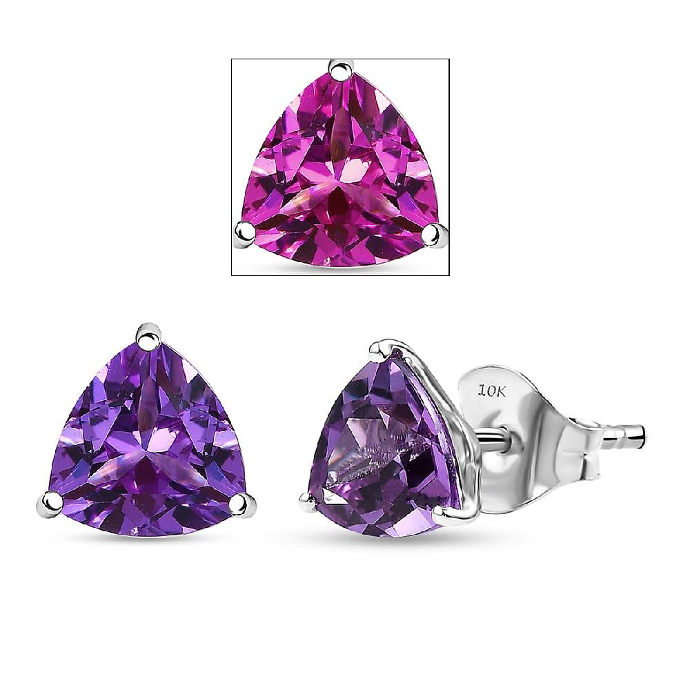 shop lc Certified & Appraised AAA Luxuriant Lab Grown Purple Sapphire 3.35 ctw Solitaire Stud Earrings in 10K White Gold