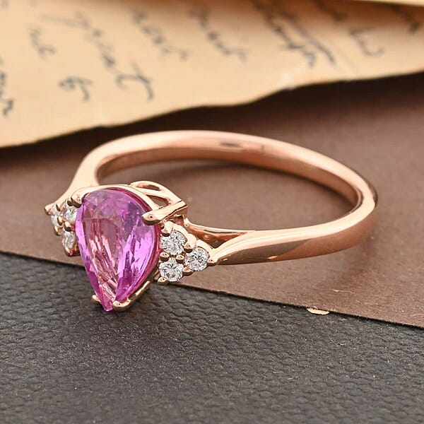 Shop Lc Certified & Appraised AAA Madagascar Pink Sapphire And SI Diamond 1.25 Ctw Ring In Iliana 18K Rose Gold
