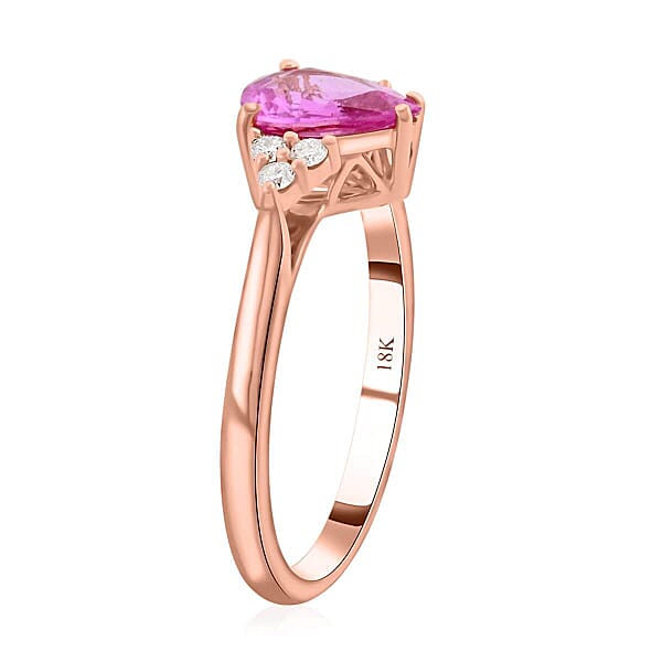 Shop Lc Certified & Appraised AAA Madagascar Pink Sapphire And SI Diamond 1.25 Ctw Ring In Iliana 18K Rose Gold