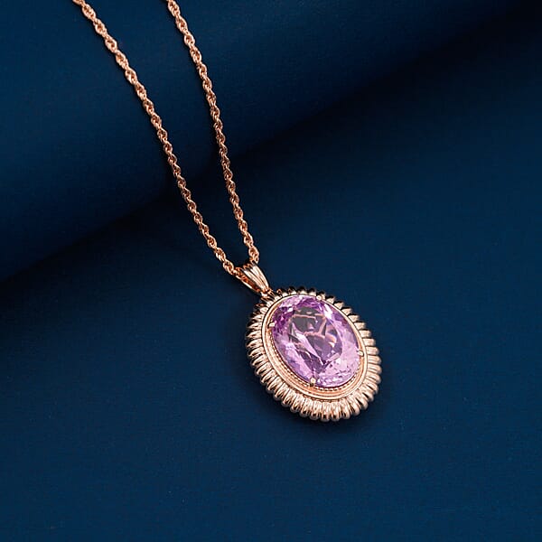 Shop Lc Certified & Appraised AAA Martha Rocha Kunzite 15.11 Ctw Pendant Necklace In 10K Rose Gold 6.43 Grams 18 Inches