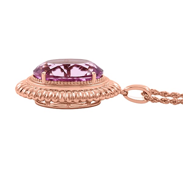 Shop Lc Certified & Appraised AAA Martha Rocha Kunzite 15.11 Ctw Pendant Necklace In 10K Rose Gold 6.43 Grams 18 Inches
