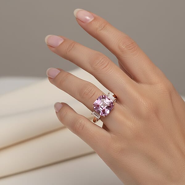 Shop Lc Certified & Appraised AAA Martha Rocha Kunzite And Luxuriant Lab Grown Diamond E-F VS 10.00 Ctw Ring In 10K Rose Gold