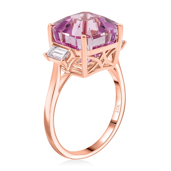 Shop Lc Certified & Appraised AAA Martha Rocha Kunzite And Luxuriant Lab Grown Diamond E-F VS 10.00 Ctw Ring In 10K Rose Gold