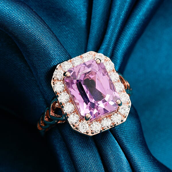 Shop Lc Certified & Appraised AAA Martha Rocha Kunzite And Luxuriant Lab Grown Diamond E-F VS 9.25 Ctw Ring In 10K Rose Gold 5.46 Grams