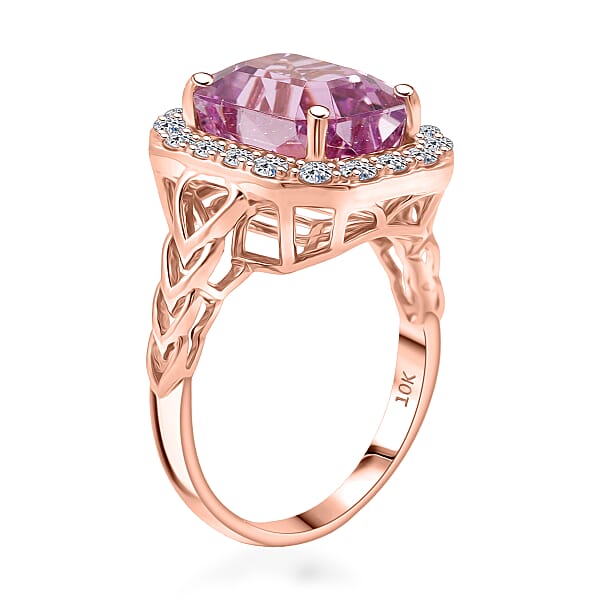 Shop Lc Certified & Appraised AAA Martha Rocha Kunzite And Luxuriant Lab Grown Diamond E-F VS 9.25 Ctw Ring In 10K Rose Gold 5.46 Grams