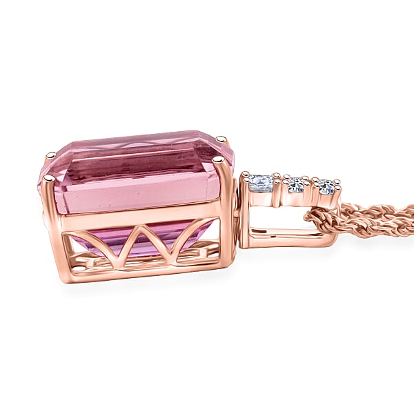Shop Lc Certified & Appraised AAA Martha Rocha Kunzite And Luxuriant Lab Grown Diamond E-F VS 14.00 Ctw Pendant Necklace In 10K Rose Gold 18 Inches