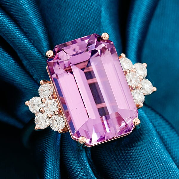 Shop Lc Certified & Appraised AAA Martha Rocha Kunzite And Luxuriant Lab Grown Diamond E-F VS 10.00 Ctw Ring In 10K Rose Gold