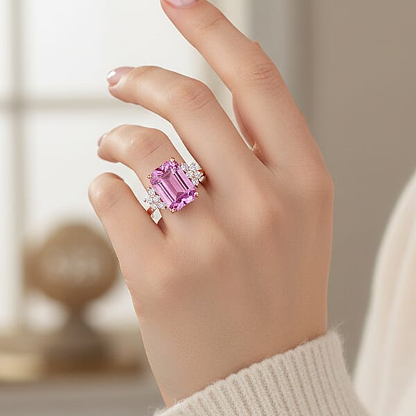 Shop Lc Certified & Appraised AAA Martha Rocha Kunzite And Luxuriant Lab Grown Diamond E-F VS 10.00 Ctw Ring In 10K Rose Gold