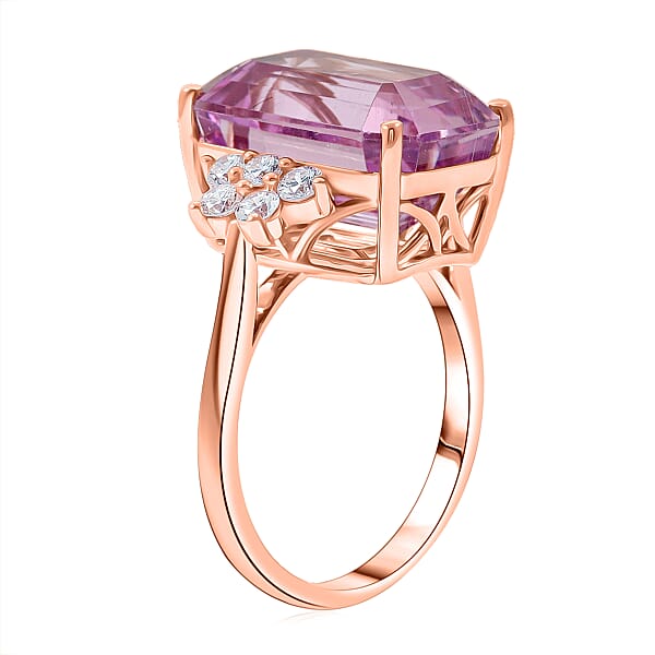 Shop Lc Certified & Appraised AAA Martha Rocha Kunzite And Luxuriant Lab Grown Diamond E-F VS 10.00 Ctw Ring In 10K Rose Gold