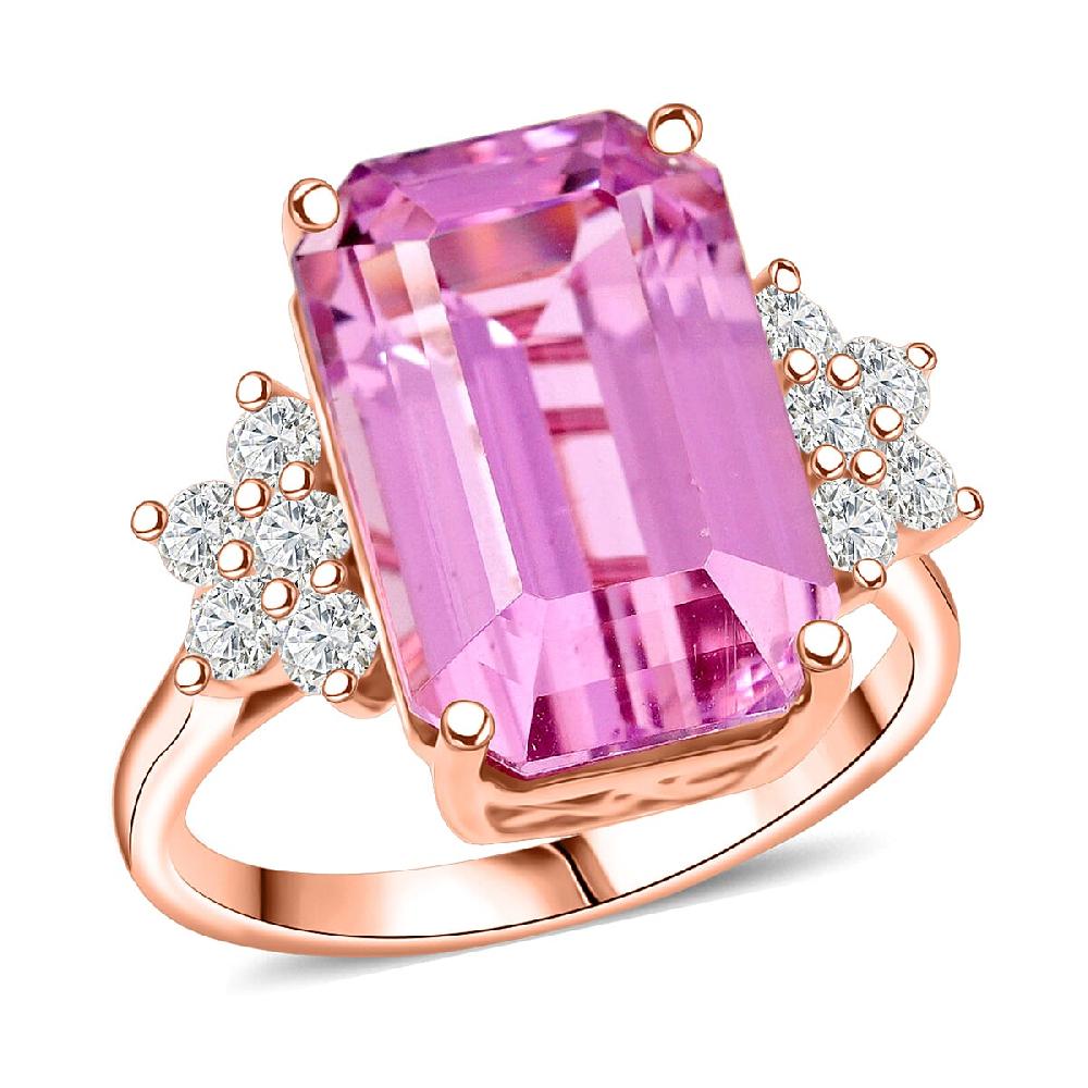 shop lc Certified & Appraised AAA Martha Rocha Kunzite and Luxuriant Lab Grown Diamond E-F VS 10.00 ctw Ring in 10K Rose Gold