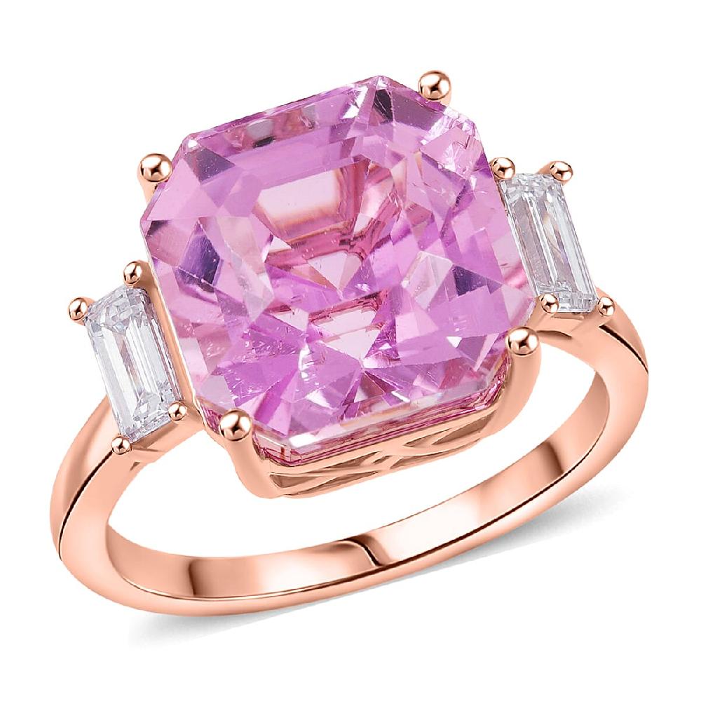 shop lc Certified & Appraised AAA Martha Rocha Kunzite and Luxuriant Lab Grown Diamond E-F VS 10.00 ctw Ring in 10K Rose Gold