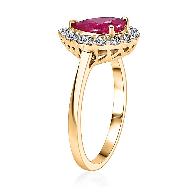 Shop Lc Certified & Appraised AAA Montepuez Ruby And Luxuriant Lab Grown Diamond G-H SI 2.07 Ctw Ring In 10K Yellow Gold