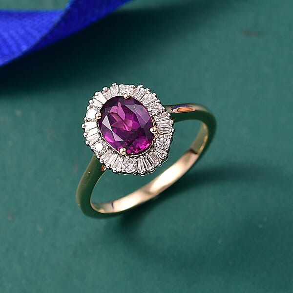 Shop Lc Certified & Appraised AAA Radiant Ember Garnet And G-H SI Luxuriant Lab Grown Diamond 1.80 Ctw Ring In 10K Yellow Gold