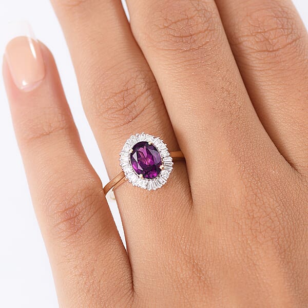 Shop Lc Certified & Appraised AAA Radiant Ember Garnet And G-H SI Luxuriant Lab Grown Diamond 1.80 Ctw Ring In 10K Yellow Gold