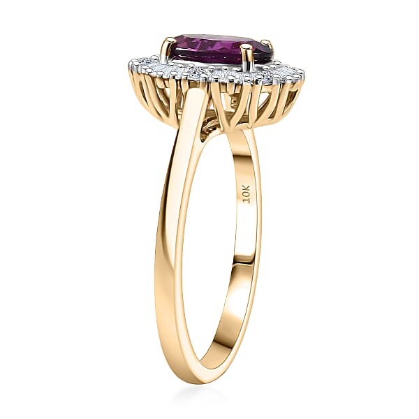 Shop Lc Certified & Appraised AAA Radiant Ember Garnet And G-H SI Luxuriant Lab Grown Diamond 1.80 Ctw Ring In 10K Yellow Gold