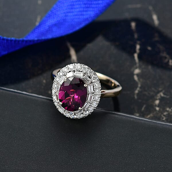 Shop Lc Certified & Appraised AAA Radiant Ember Garnet And Luxuriant Lab Grown Diamond G-H SI 3.63 Ctw Ring In 10K Yellow Gold