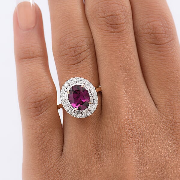 Shop Lc Certified & Appraised AAA Radiant Ember Garnet And Luxuriant Lab Grown Diamond G-H SI 3.63 Ctw Ring In 10K Yellow Gold