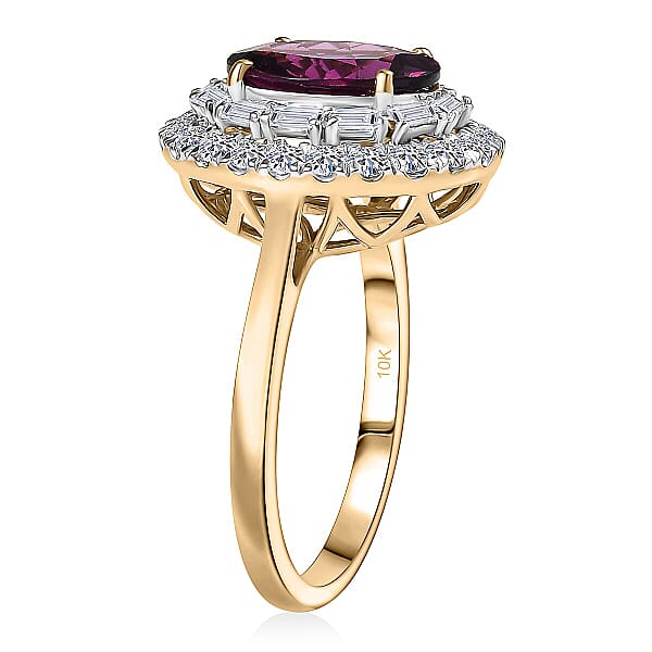Shop Lc Certified & Appraised AAA Radiant Ember Garnet And Luxuriant Lab Grown Diamond G-H SI 3.63 Ctw Ring In 10K Yellow Gold
