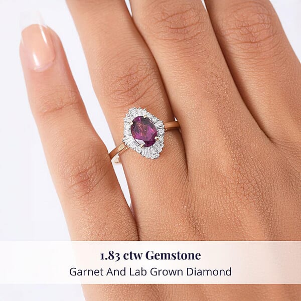Shop Lc Certified & Appraised AAA Radiant Ember Garnet And Luxuriant Lab Grown Diamond G-H SI 1.83 Ctw Ring In 10K Yellow Gold