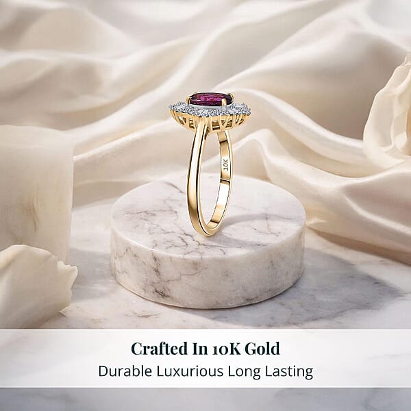 Shop Lc Certified & Appraised AAA Radiant Ember Garnet And Luxuriant Lab Grown Diamond G-H SI 1.83 Ctw Ring In 10K Yellow Gold
