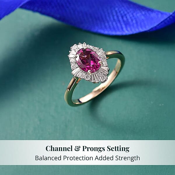 Shop Lc Certified & Appraised AAA Radiant Ember Garnet And Luxuriant Lab Grown Diamond G-H SI 1.83 Ctw Ring In 10K Yellow Gold