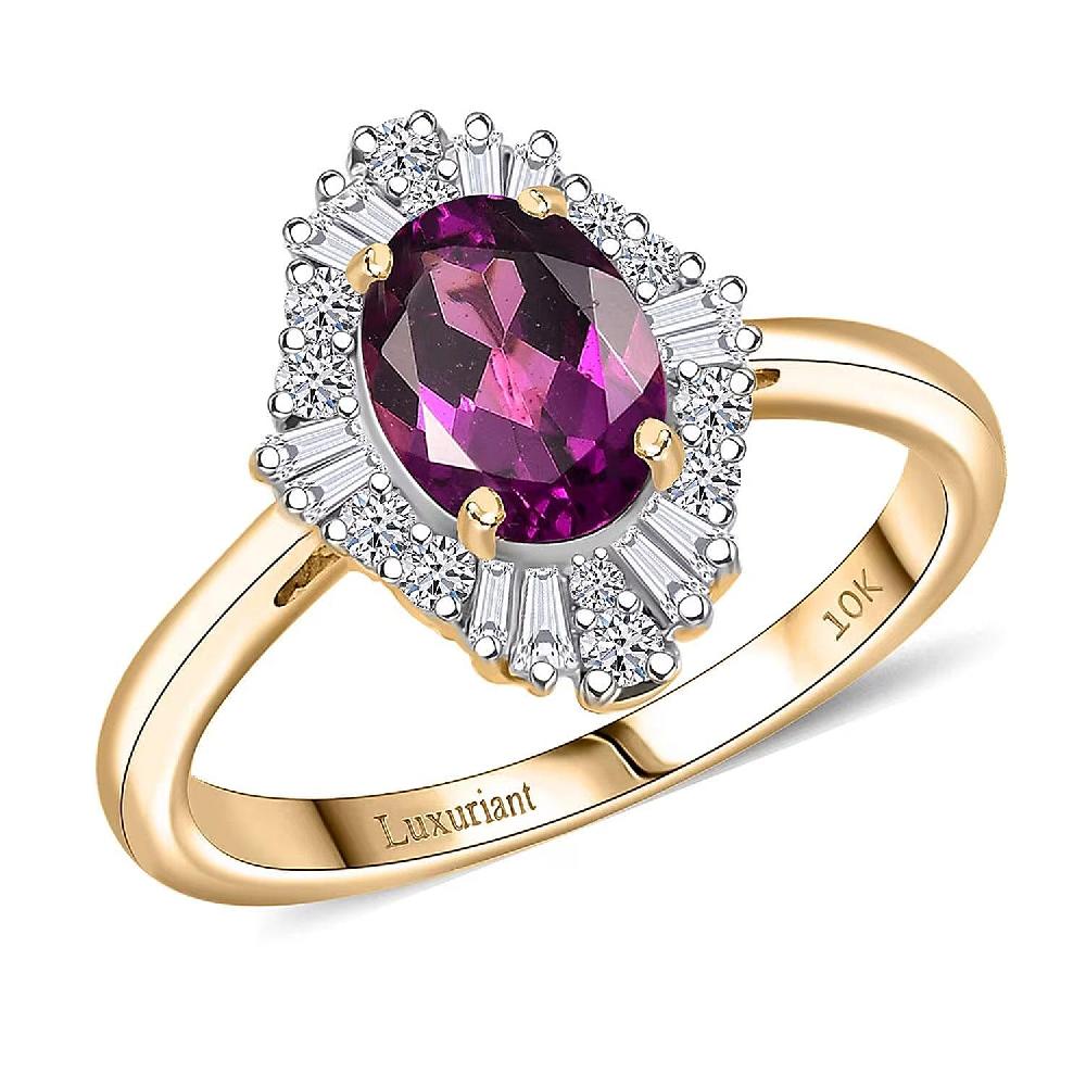 shop lc Certified & Appraised AAA Radiant Ember Garnet and Luxuriant Lab Grown Diamond G-H SI 1.83 ctw Ring in 10K Yellow Gold